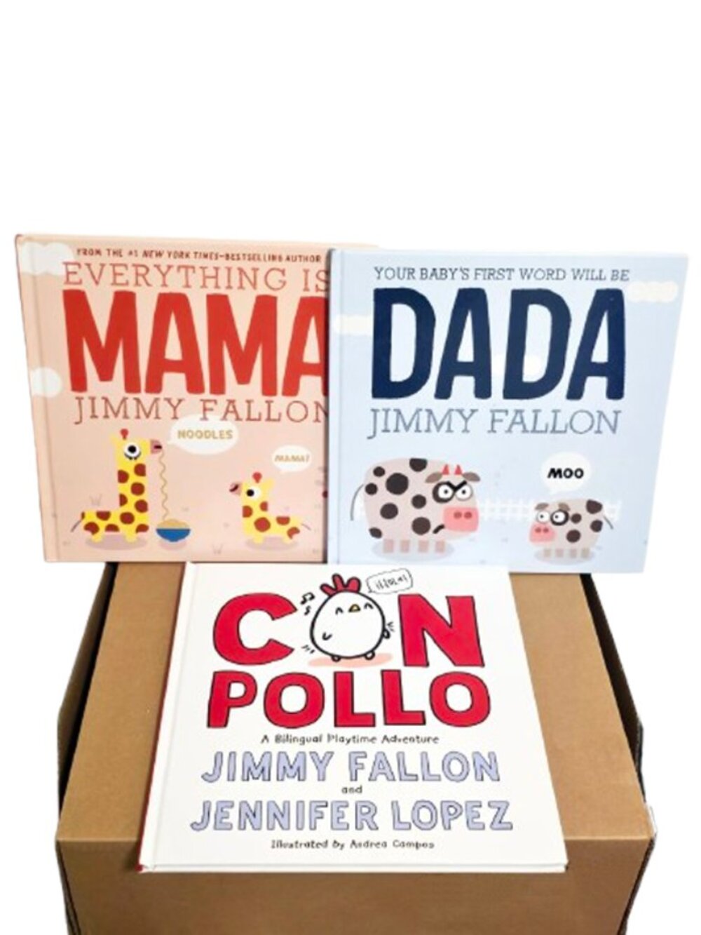 Jimmy Fallon Kids Books Lot 3 DADA MAMA +Con Pollo Jennifer Lopez Bilingual HC